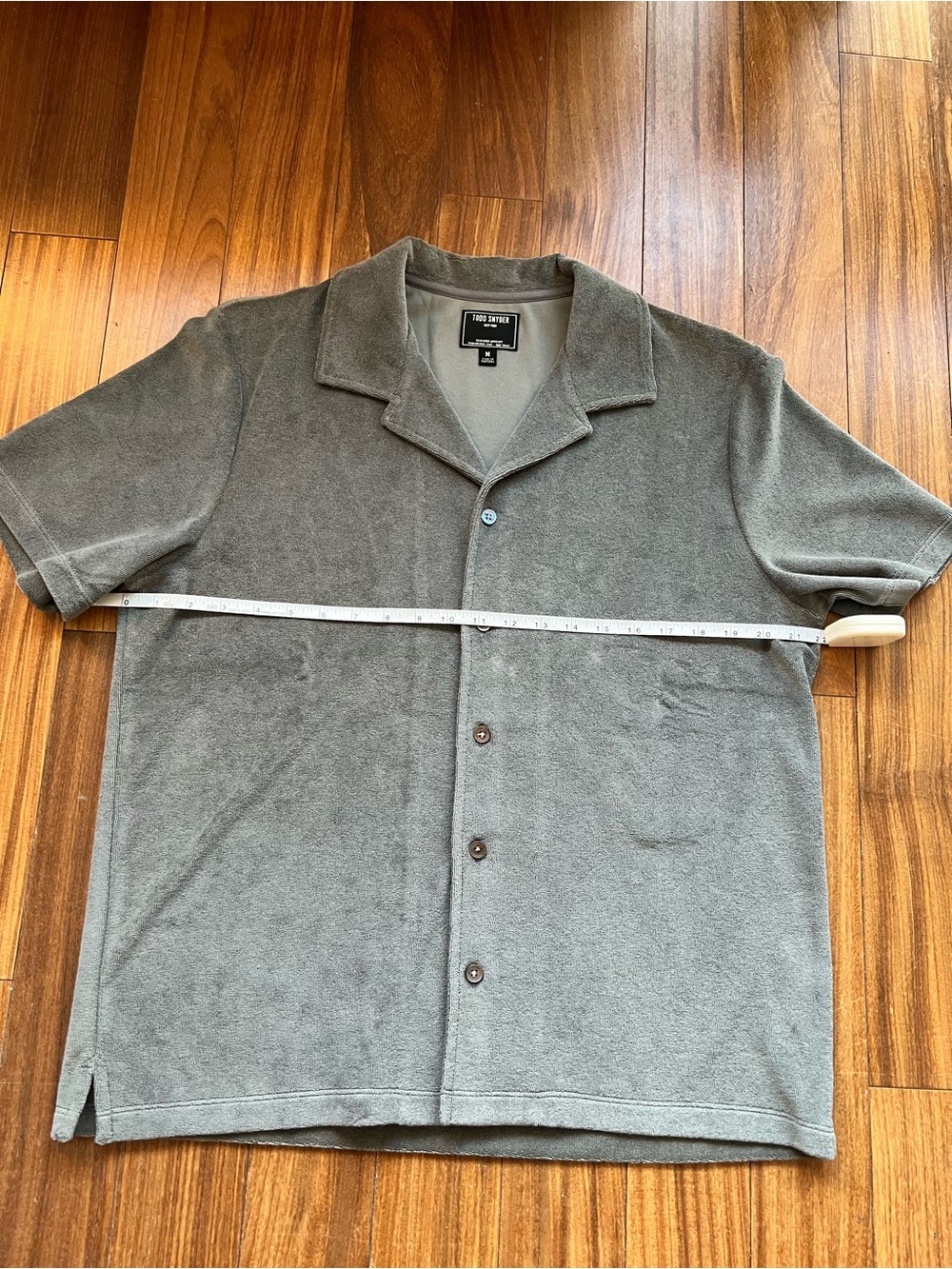 Todd Snyder Gray Short Sleeve Terry Button-Down Shirt
